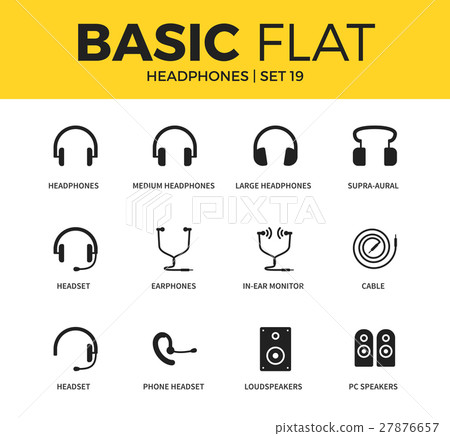 Basic set of Headphones icons 27876657