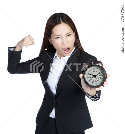 businesswoman with clock businesswoman with clock 27877566