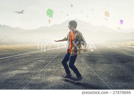 Boy ride skateboard Boy ride skateboard 27878666