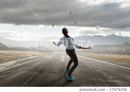 Girl ride skateboard 27879298