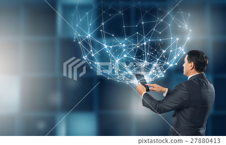 Businessman use tablet pc 27880413