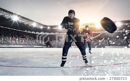 Hockey match at rink mixed media 27880723