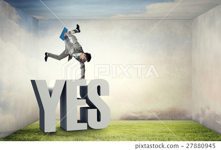 Young businessman breakdancer Young businessman breakdancer 27880945