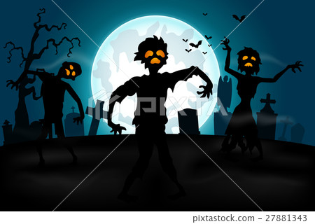 Halloween background with zombies 27881343