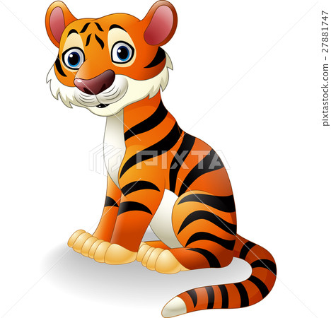 圖庫插圖: cartoon tiger sitting