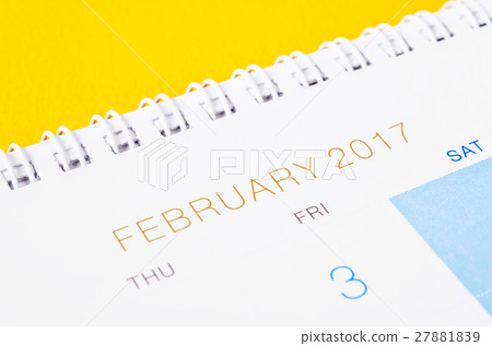 Desk top calendar February 2017 close up. 27881839