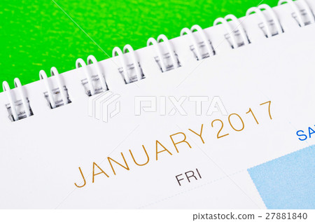Desk top calendar January 2017 close up. 27881840