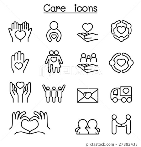 Care, Charity, Kindness icon set in line style 27882435