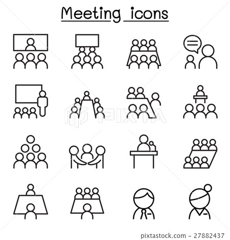 Meeting & Conference icon set in thin line style-插圖素材 [27882437] - PIXTA圖庫