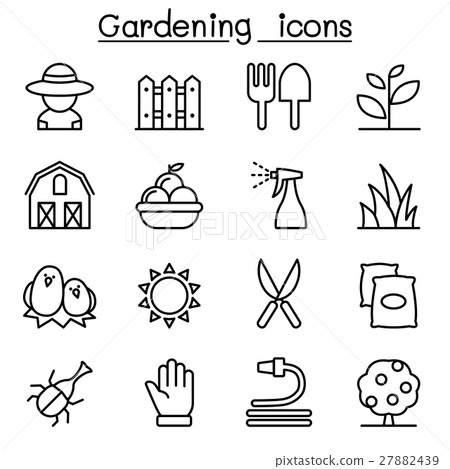 Gardening icon set in thin line style 27882439