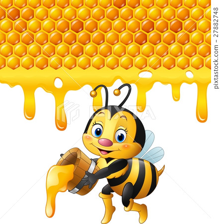 插图素材: cartoon bee holding bucket with honeycomb 查看全部
