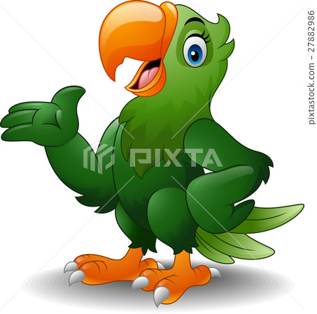 Cartoon green parrot presenting Cartoon green parrot presenting 27882986