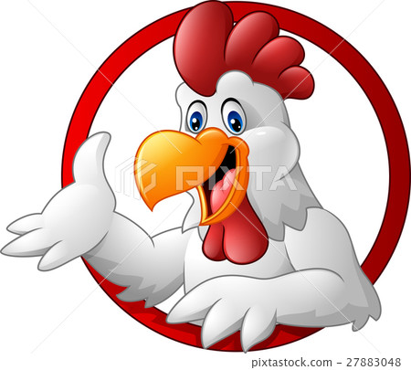 Cartoon rooster mascot presenting Cartoon rooster mascot presenting 27883048