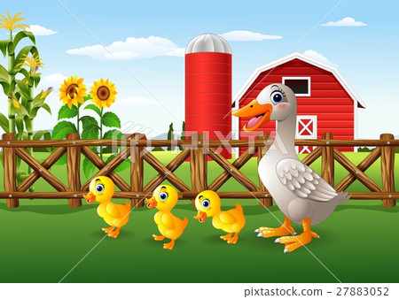 Cartoon duck family in the farm 27883052