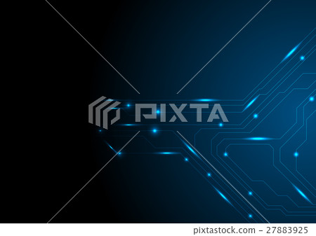 Dark blue glowing circuit board tech background - Stock Illustration ...