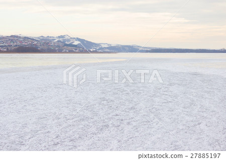 Frozen River and distant mountains Frozen River and distant mountains 27885197