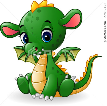 Cartoon baby dragon sitting Cartoon baby dragon sitting 27885439