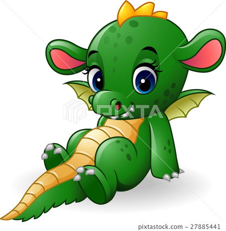 Cartoon baby dragon sitting Cartoon baby dragon sitting 27885441