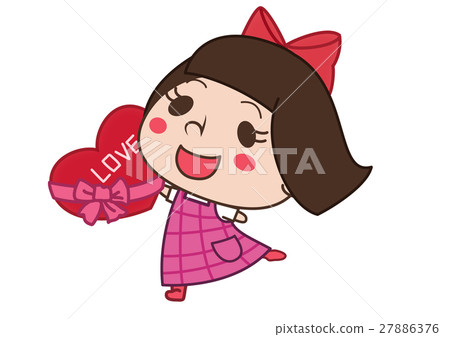 A girl holding a chocolate - Stock Illustration [27886376] - PIXTA