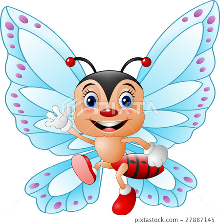 Cartoon funny butterfly waving hand 27887145