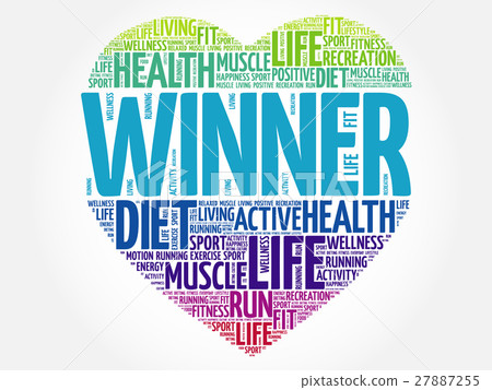 Winner heart word cloud 27887255