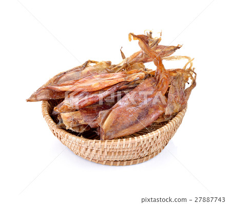 Dried squid on white background Dried squid on white background 27887743
