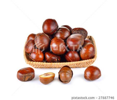 Roasted Chestnut on white background Roasted Chestnut on white background 27887746