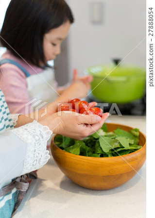 Girls to help arrange salads 27888054