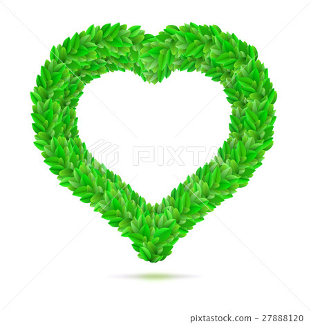 Heart symbol in green leaves. Vector illustration. Heart symbol in green leaves. Vector illustration. 27888120
