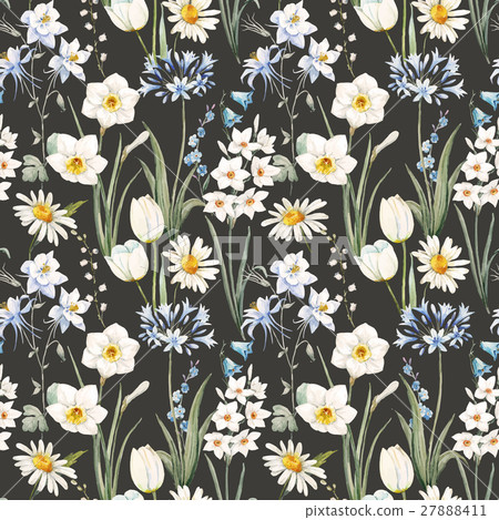 Watercolor vector floral pattern 27888411