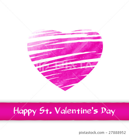 Valentine day greeting card, red hand drawn heart Valentine day greeting card, red hand drawn heart 27888952