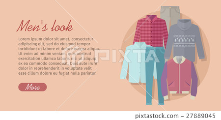 Mens Look Web Banner Card With Trendy Clothes Stock
