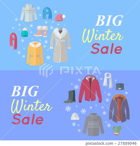 Big Winter Sale. Winter Clothes Web Banner Poster 27889046
