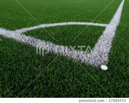 Football playground corner on heated green turf 27889353