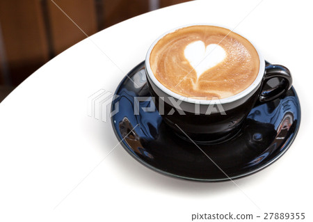 Coffee cup of heart shape latte art on the table Coffee cup of heart shape latte art on the table 27889355