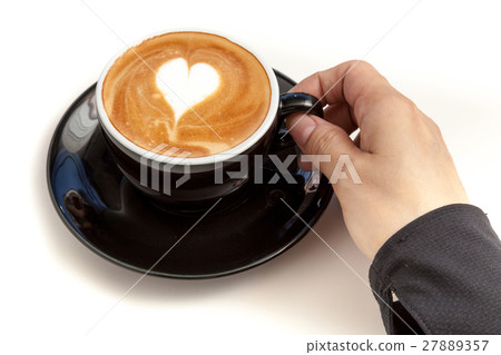 Coffee cup of heart latte art on white background Coffee cup of heart latte art on white background 27889357