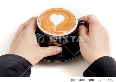 Coffee cup of heart latte art on white background Coffee cup of heart latte art on white background 27889359