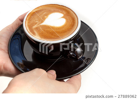Coffee cup of heart latte art on white background Coffee cup of heart latte art on white background 27889362