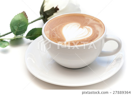 Coffee cup of heart latte art on the plate Coffee cup of heart latte art on the plate 27889364