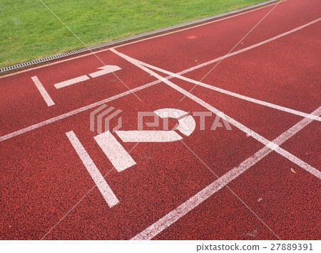 Number one and number two, red running racetrack 27889391