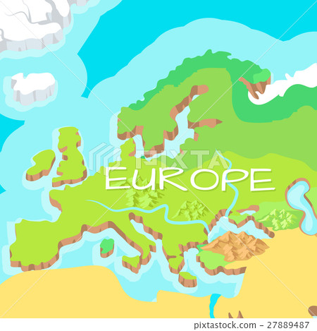 Europe Mainland Vector Cartoon Relief Map   27889487
