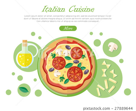 Italian Cuisine Web Banner. Pizza with Tomatoes Italian Cuisine Web Banner. Pizza with Tomatoes 27889644