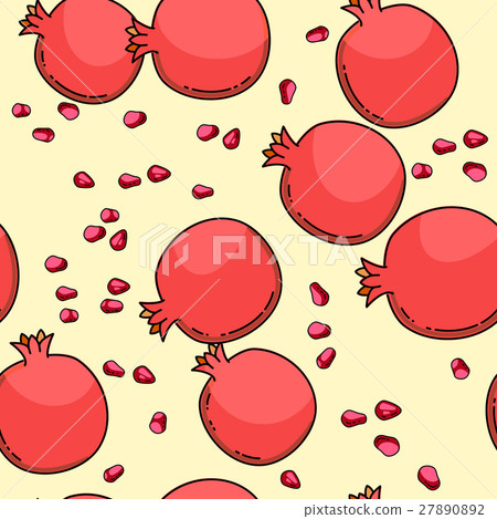 Vector seamless pattern with red pomegranate fruit Vector seamless pattern with red pomegranate fruit 27890892
