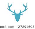 One blue silhouette deer on white background 27891608