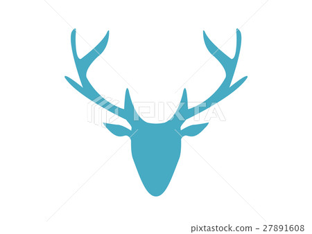 One blue silhouette deer on white background One blue silhouette deer on white background 27891608