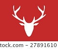 One blue silhouette deer on white background 27891610
