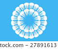 Many white jellyfish round on blue sea background 27891613