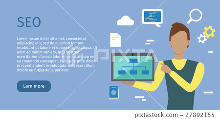 SEO conceptual Vector Web Banners in Flat Style - Stock Illustration ...