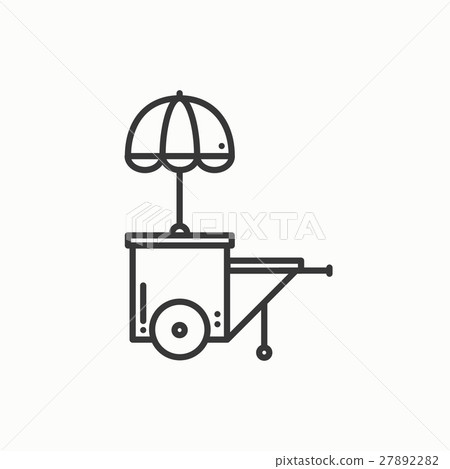 Street food retail thin line icon. Food trolley 27892282