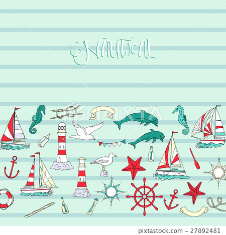 Nautical background with ships Nautical background with ships 27892481